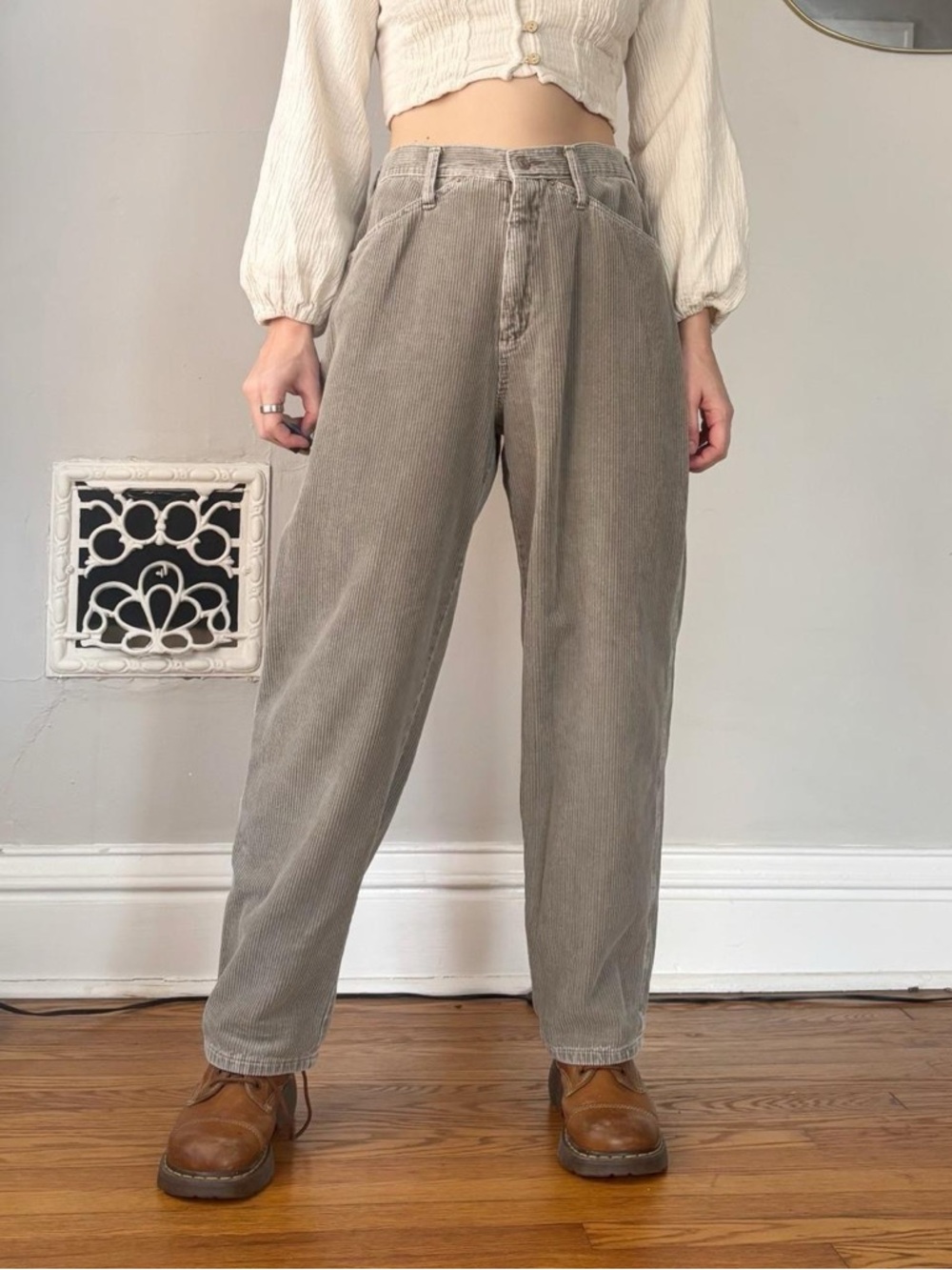 Vintage 90s grey corduroy baggy grunge pants